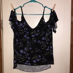 Blue floral crop top style camisole